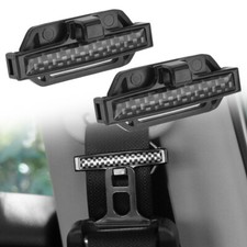 2X Carbon Fibre Car Parts Seat Belt Stopper Fixing Clips Seat Belt Buckle Clamp