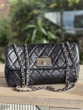 Russell & Bromley Black Quilted Suede Bag Chain Strap Quilty