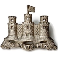 Original Royal Inniskilling Fusiliers Irish Regiment Silvered PIPERS Badge