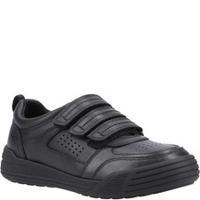 Hush Puppies SCOTT SENIOR Boys Comfort Touch Fasten Shoes  School Shoes-Black