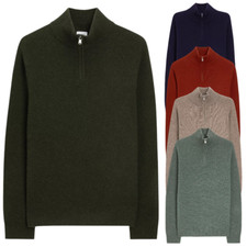 Mens John Lewis Half Zip Lambswool Blend Jumper Sizes S - 2XL