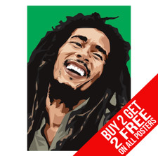 BOB MARLEY JAMAICAN RASTA POP ART POSTER PRINT A4 A3 SIZE - BUY 2 GET ANY 2 FREE