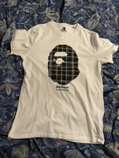 men’s white barbour x BAPE collab t shirt size medium M