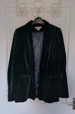 H&M Dark Green Edge To Edge Velvet Jacket Size 12