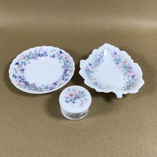 Set of 3 Vintage Wedgewood Angela Trinket Leaf Dish, Trinket Box, Plate