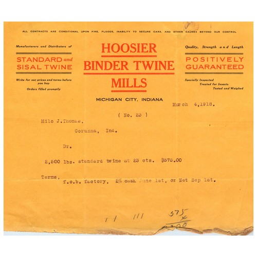 1918 hoosier binder twine - 1918,