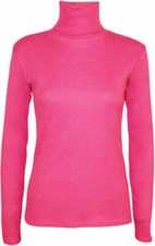 WOMENS POLO NECK TOP STRETCH LADIES LONG SLEEVE TURTLE NECK TOP JUMPER 8-26