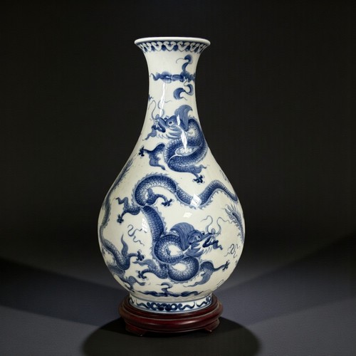 Chinese porcelain dragon vase - porcelain,