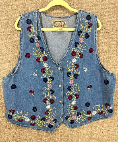 Blue embroidered floral button - embroidered,