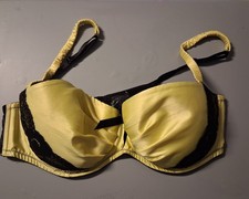 La Senza Push Up Bra Womens Size 38D Yellow Black Bow Detail Padded Adjustable