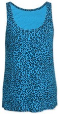 Women's Blue  Leopard Print Tank Top Punk Gothic Animal Print - Made in the UK!