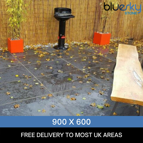 Black slate paving - paving, patio