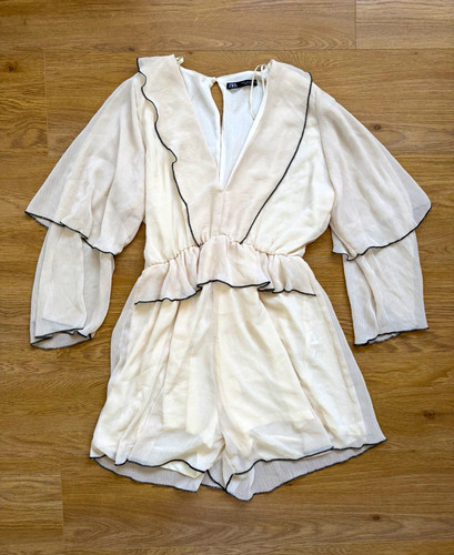 Zara cream black chiffon - zara, cream/black