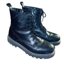 Dune London Chunky Sole Lace Up Boots Black Leather Size 41 8 Women RRP £150