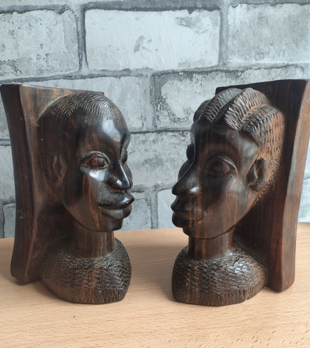 Pair vintage hand - hand, carved