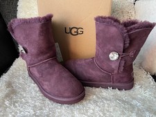 UGG Bailey Button short mauve purple boots Swarovski Crystal,UK size 8.5,Eur  41