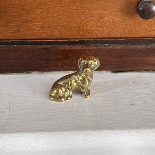 Vintage solid brass dog small - vintage,
