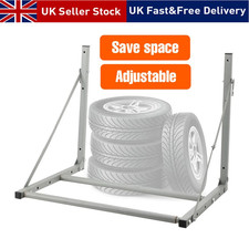 Car Tyre Rack Wall Mounted Adjustable Foldable Garage Spare Wheel Storage Steel