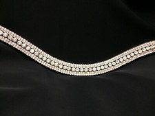 SILVER CLEAR CRYSTAL 5 ROW BLING BROWBAND DRESSAGE BLACK, BROWN PONY COB FULL XL