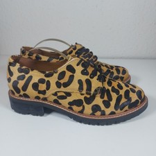 OFFICE London Leopard Print Shoes Lace Up, Low Heel 1", size UK 4 Used 