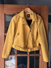 Mustard yellow biker jacket - yellow,