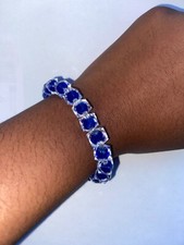 blue and clear beaded bracelet