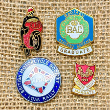 Vintage Motorcycle Enamel Badges Scooter Rally Auto Cycle Union Society Badge