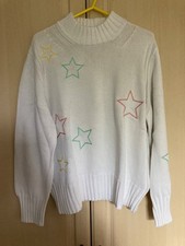 Ladies Next white high neck jumper with star design size L
