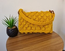 ZARA popcorn Crochet Shoulder Bag Holiday Bobble Festival Yellow Mustard VGC