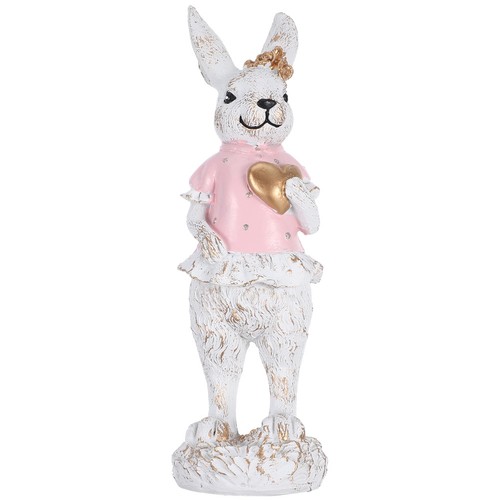 Easter bunny resin statue - resin, pink