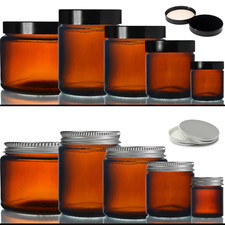 Amber glass jars with - glass, airtight
