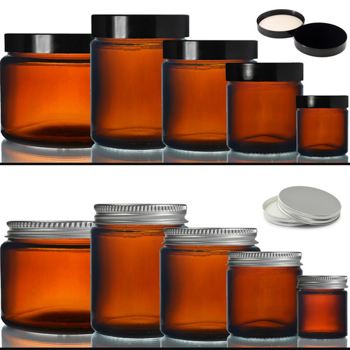 Amber glass jars with airtight - amber,