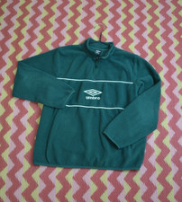 Vintage 90s Umbro 1/4 Zip Fleece Sweatshirt XL VGC, Embroidered, Bottle Green