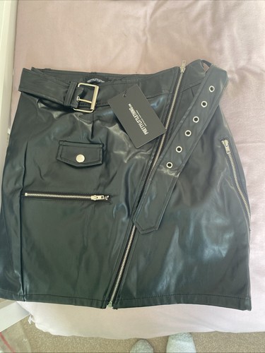 Black leather mini - mini, skirt