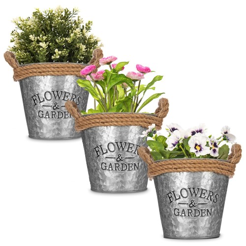 Livivo round zinc plant pot - round,