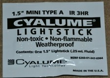 CYALUME INFRARED GLOW LIGHT STICKS BRITISH ARMY MINI 1.5'' FISHING SURVIVAL  
