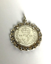 1917 Threepence Sterling Silver Antique Coin Pendant Silver Three pence Pendant
