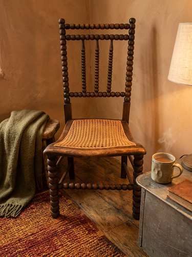Antique rattan bobbin turned - rattan,