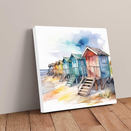 Beach huts canvas picture