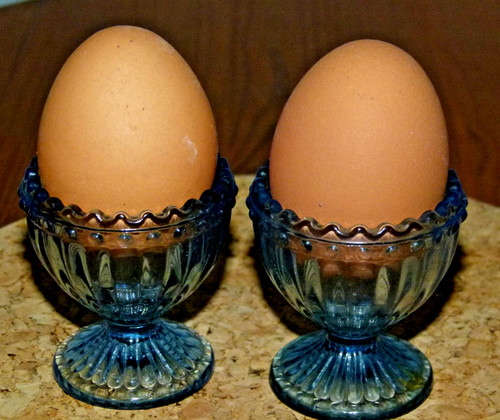 Vintage blue glass egg cups - vintage,