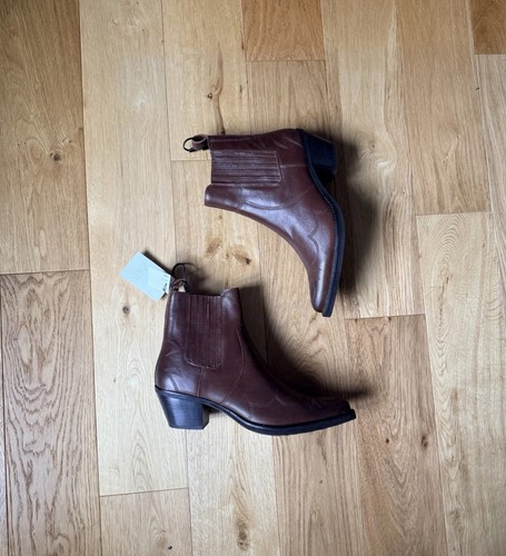 Zara brown leather - brown, embroidered