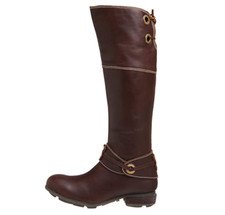 FLY LONDON TACK DESIGNER DARK BROWN LEATHER KNEE HIGH BOOTS UK 4 EUR 37 RRP £250