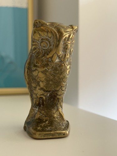 Vintage solid brass mini - brass, owl