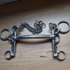 New Mullen Mouth Rugby Pelham 5 1/2" with double link curb chain .New old stock 