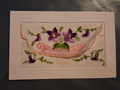 Ww1 silk postcard embroidered - silk,