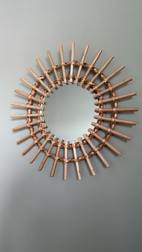 Rattan frame sunburst wall - rattan,