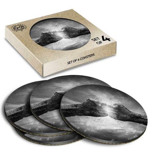 Boxed round coasters - boxed, bw