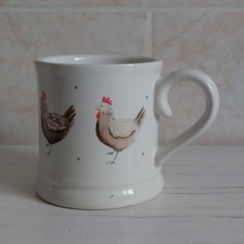 Dunelm Chicken Hen Mug Ceramic H 9cm Country Farmhouse White Brown WEAR