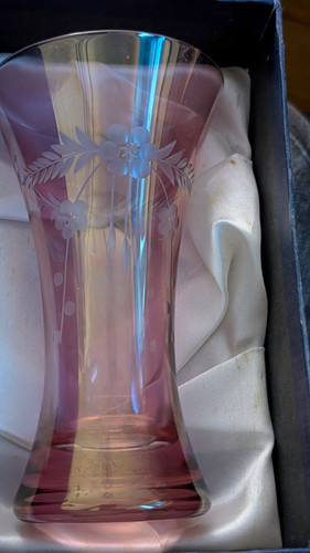 Bohemia crystal pink cut glass - pink,