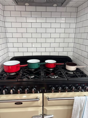 Set enamel saucepans - enamel,